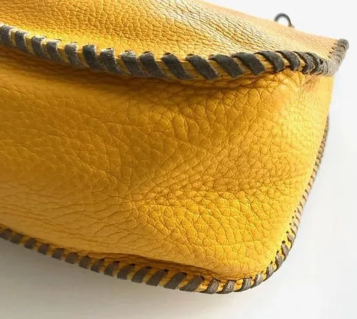 2000s PRADA YELLOW Mandras LEATHER HOBO Shoulder bag