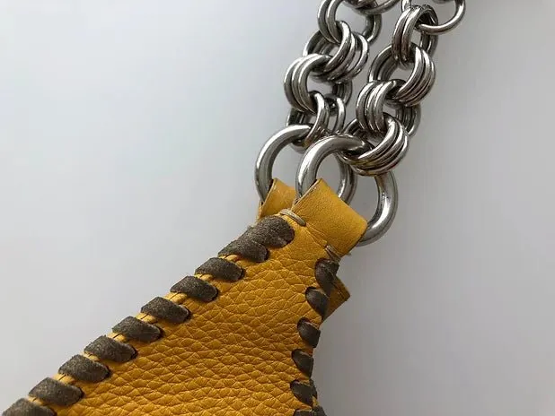 2000s PRADA YELLOW Mandras LEATHER HOBO Shoulder bag