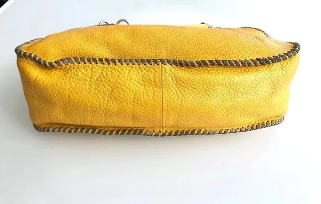 2000s PRADA YELLOW Mandras LEATHER HOBO Shoulder bag