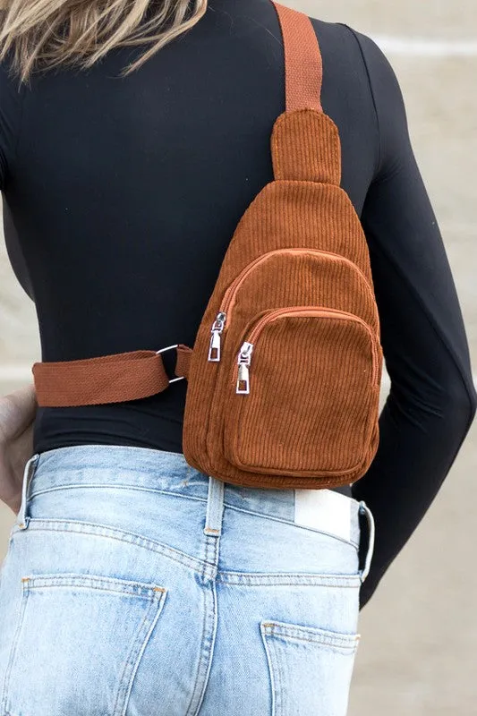 Aili's Corner Ingrid Double Zip Corduroy Sling