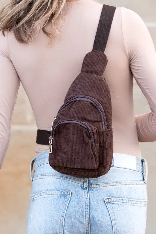 Aili's Corner Ingrid Double Zip Corduroy Sling