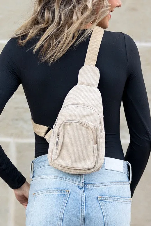 Aili's Corner Ingrid Double Zip Corduroy Sling