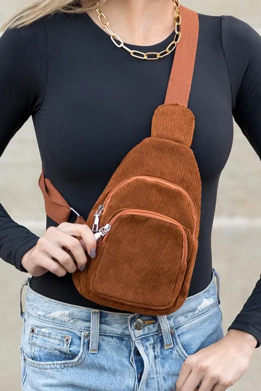 Aili's Corner Ingrid Double Zip Corduroy Sling