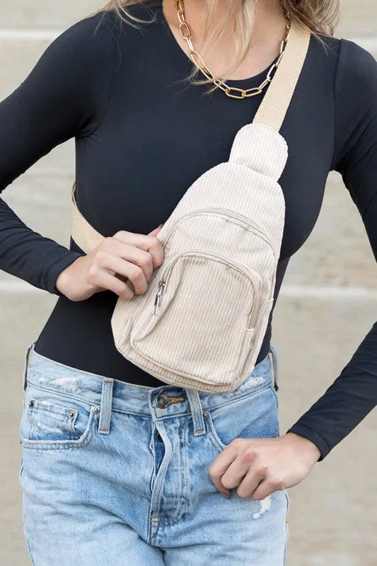 Aili's Corner Ingrid Double Zip Corduroy Sling