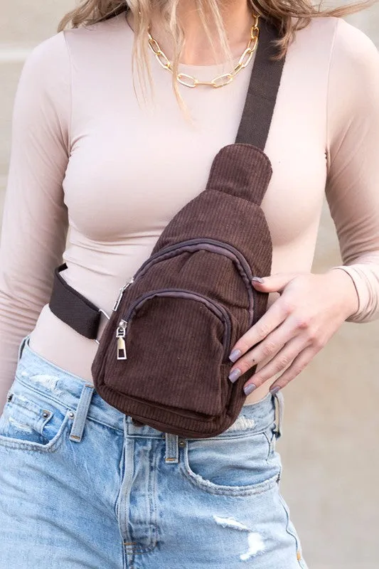 Aili's Corner Ingrid Double Zip Corduroy Sling