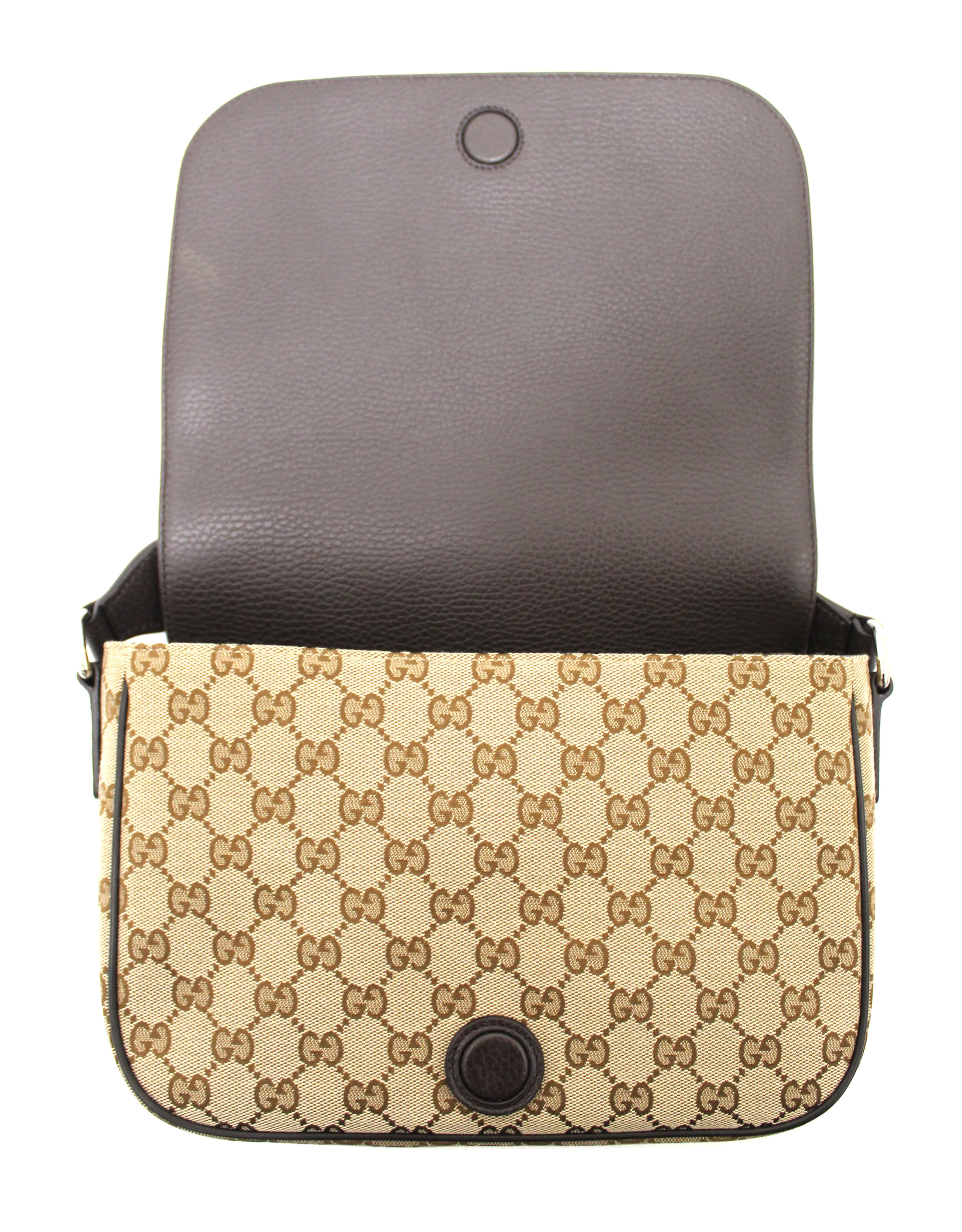 Authentic New Gucci Brown GG Medium Canvas Messenger Bag 449172