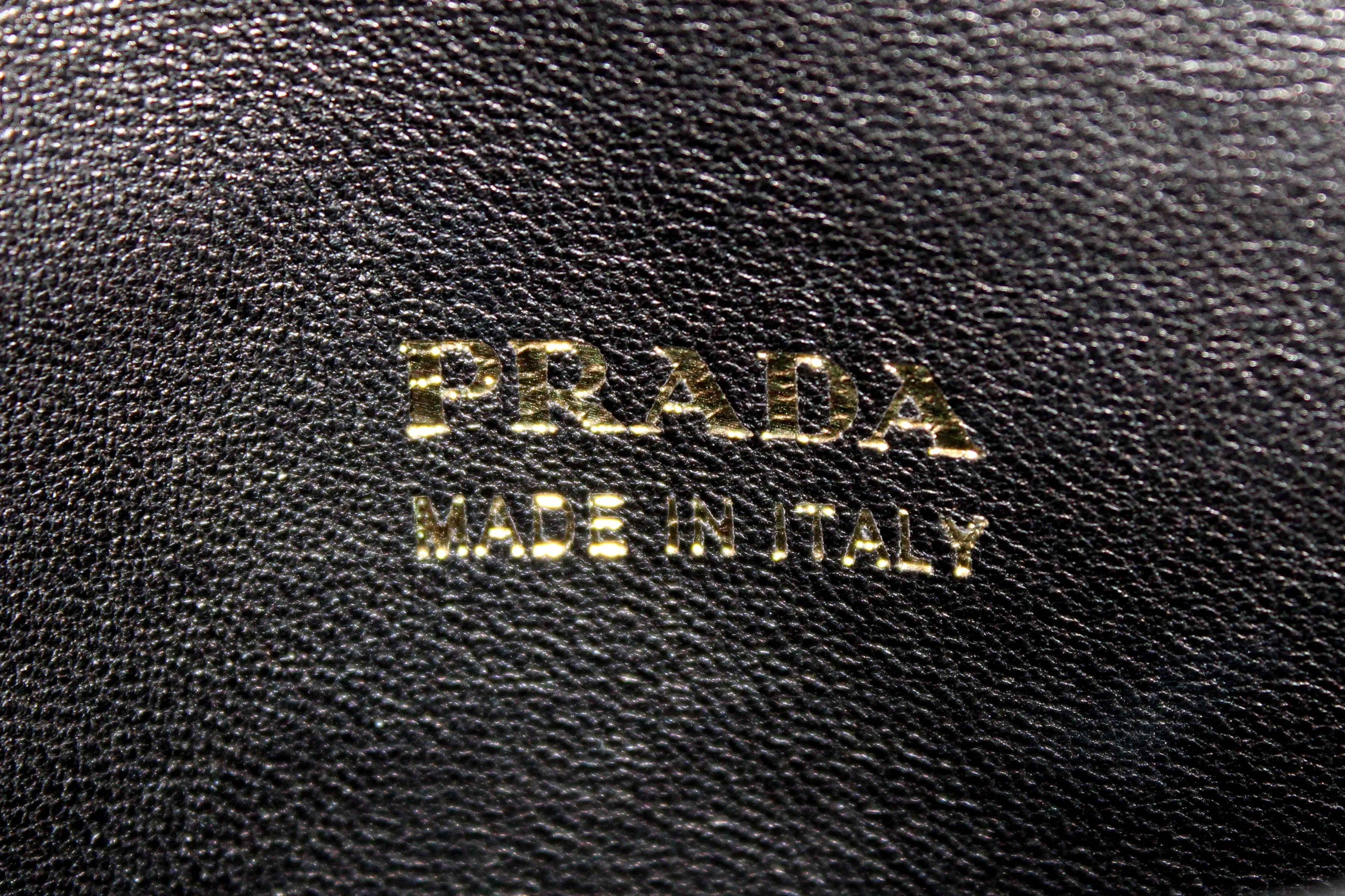 Authentic Prada Black Saffiano Leather Buckle Tote Bag