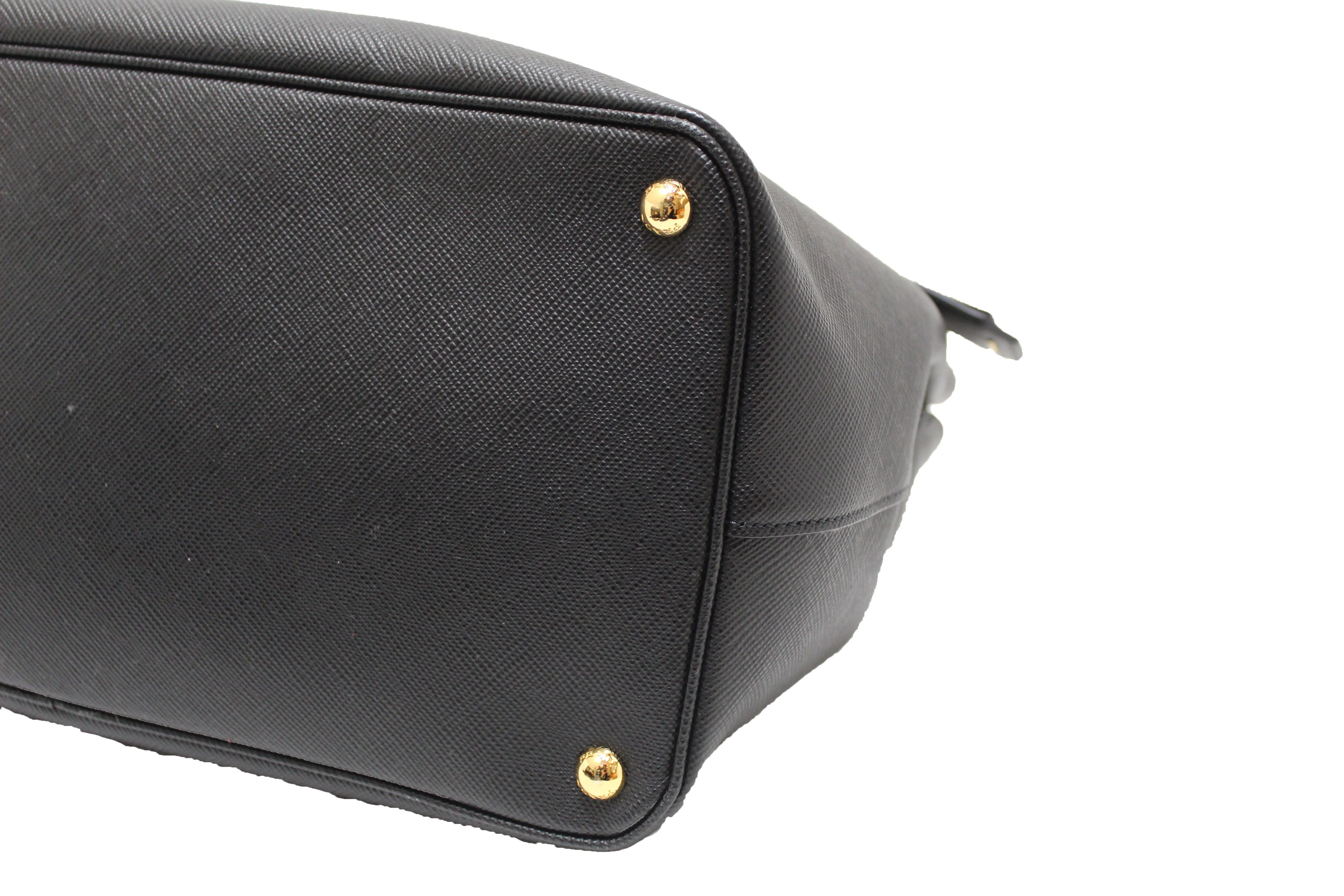Authentic Prada Black Saffiano Leather Buckle Tote Bag