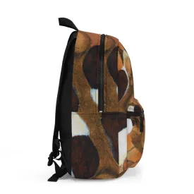 Backpack - Large Water-resistant Bag, Brown White Stone Pattern