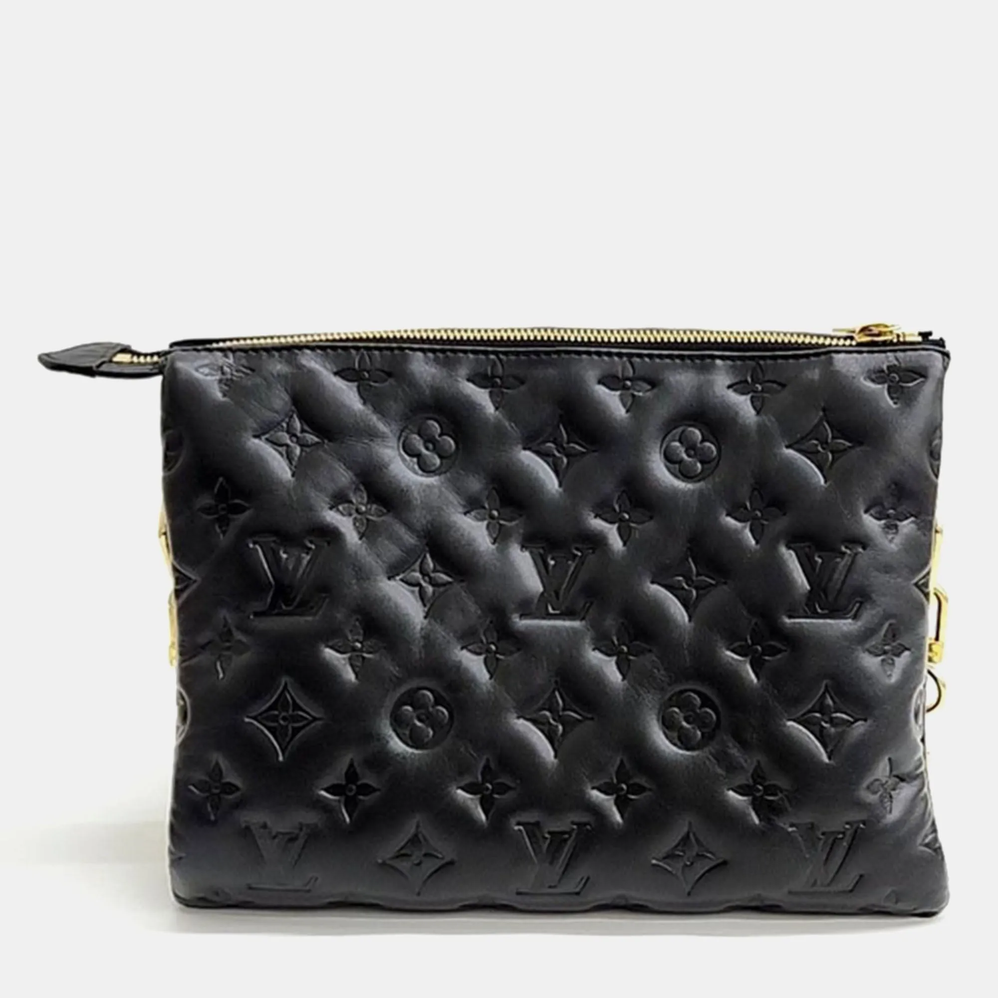 Black Leather Coussin PM Tote Bag