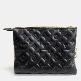 Black Leather Coussin PM Tote Bag