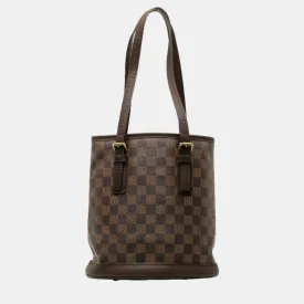 Brown Canvas Damier Ebene Marais Tote Bag
