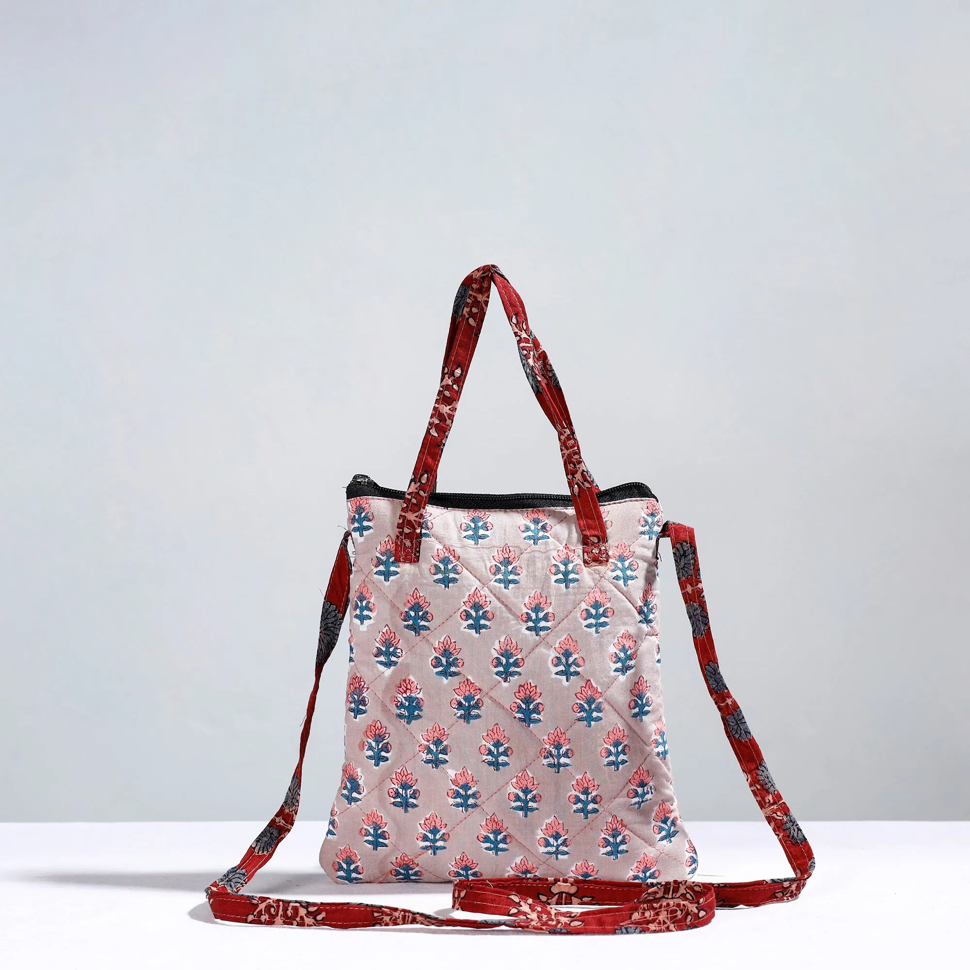 Brown - Handmade Quilted Cotton Sling Bag 24
