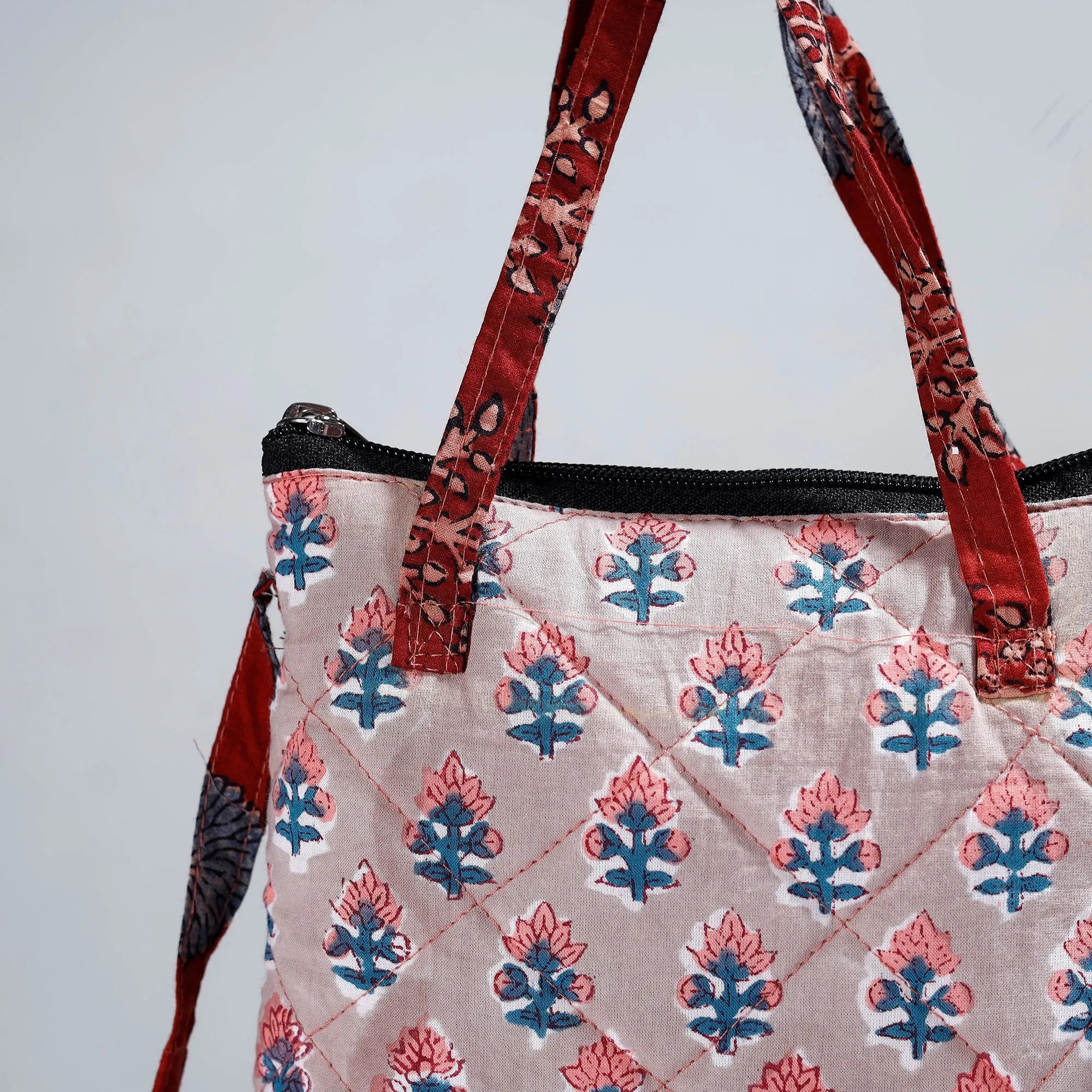 Brown - Handmade Quilted Cotton Sling Bag 24