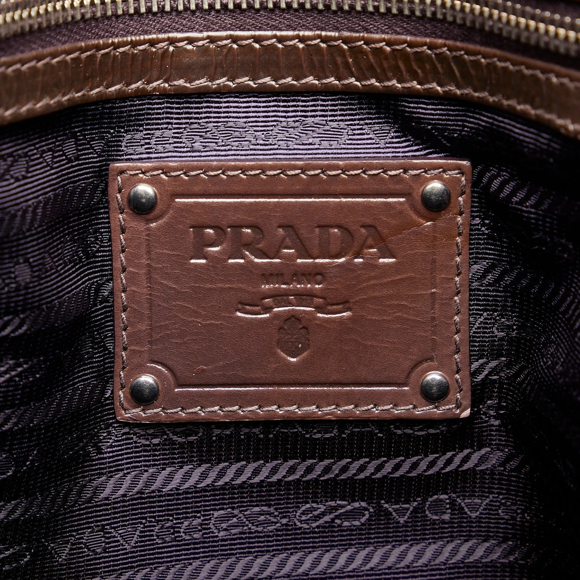 Brown Prada Vitello Shine Tote Bag
