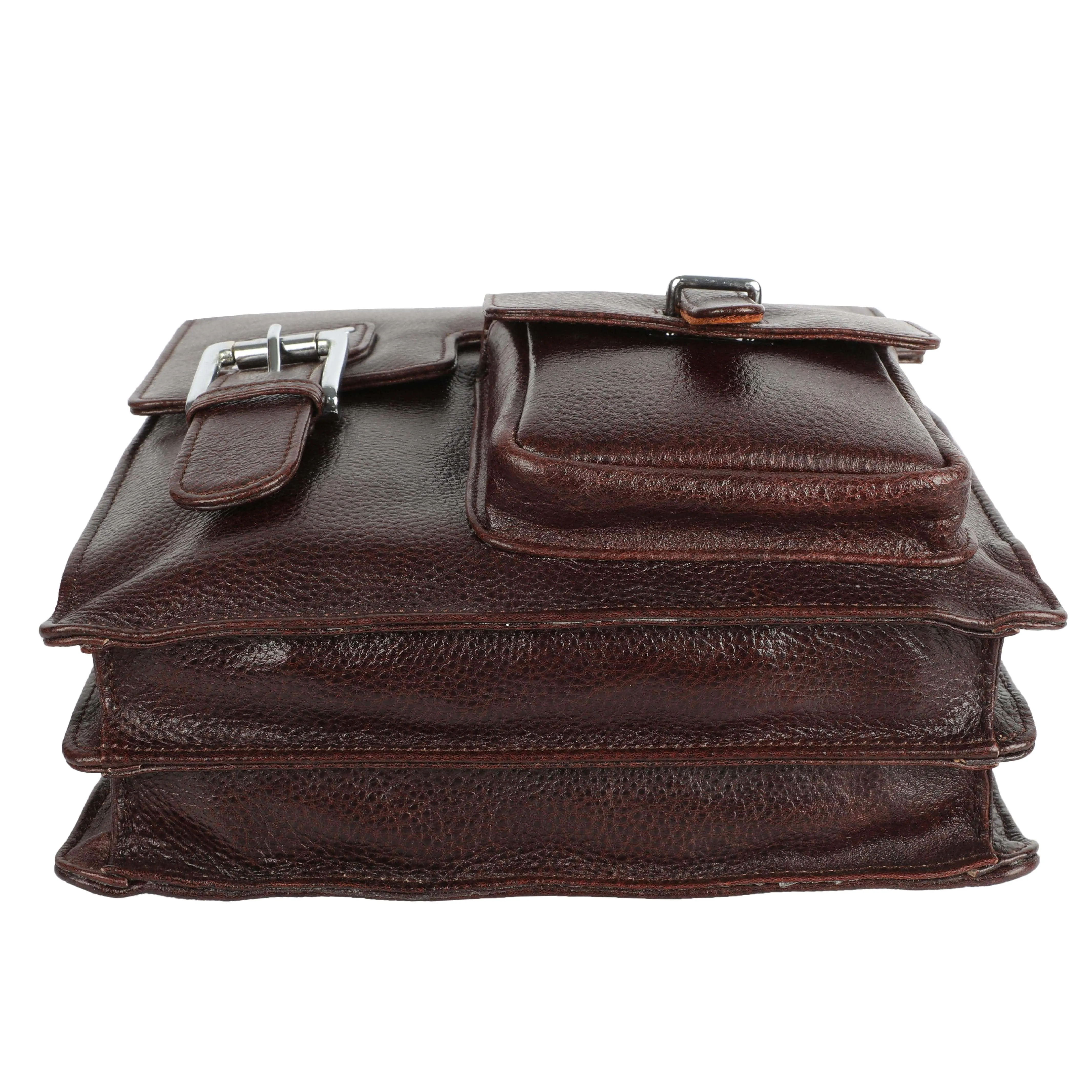 Brown Unisex Genuine Leather Messenger & iPad Bag