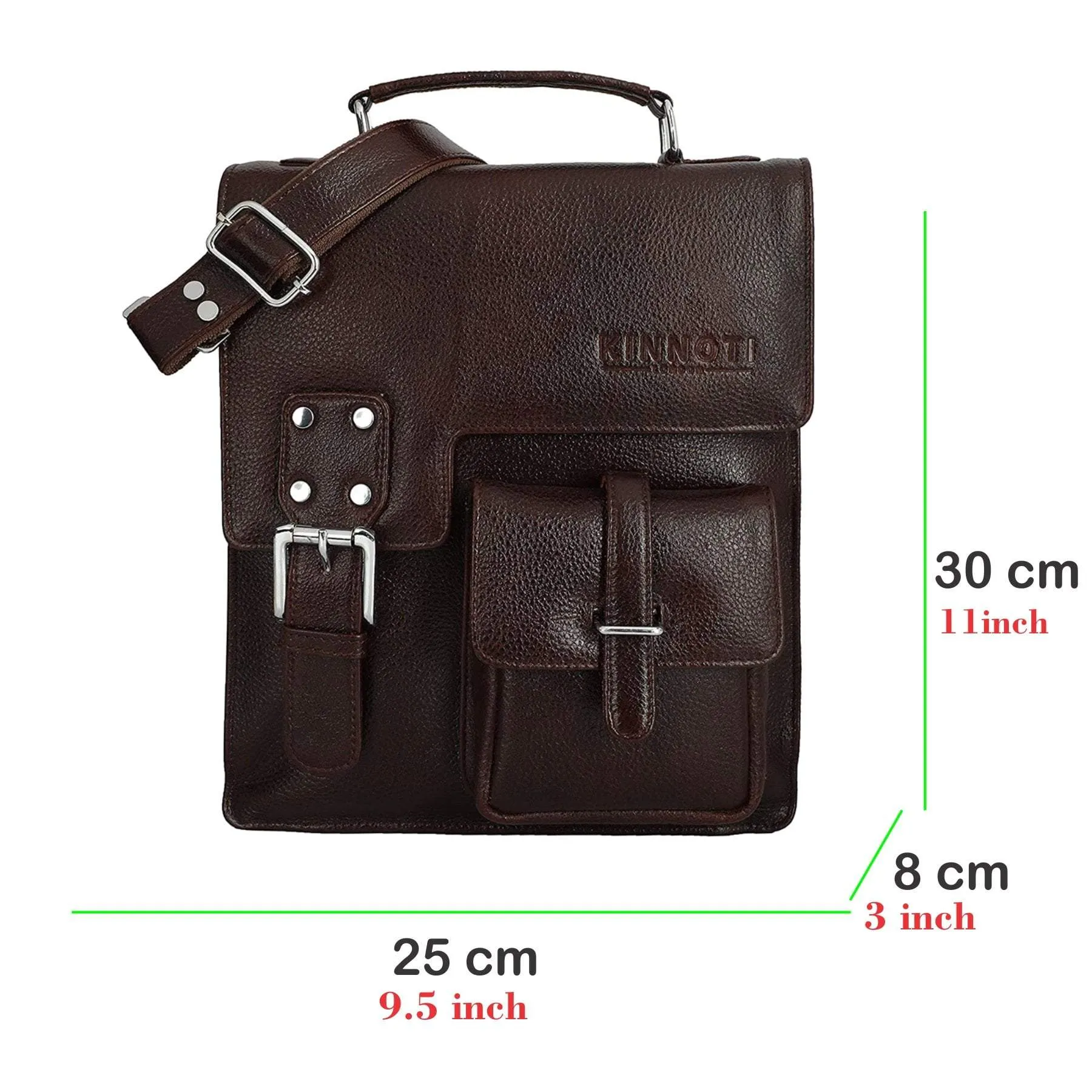 Brown Unisex Genuine Leather Messenger & iPad Bag