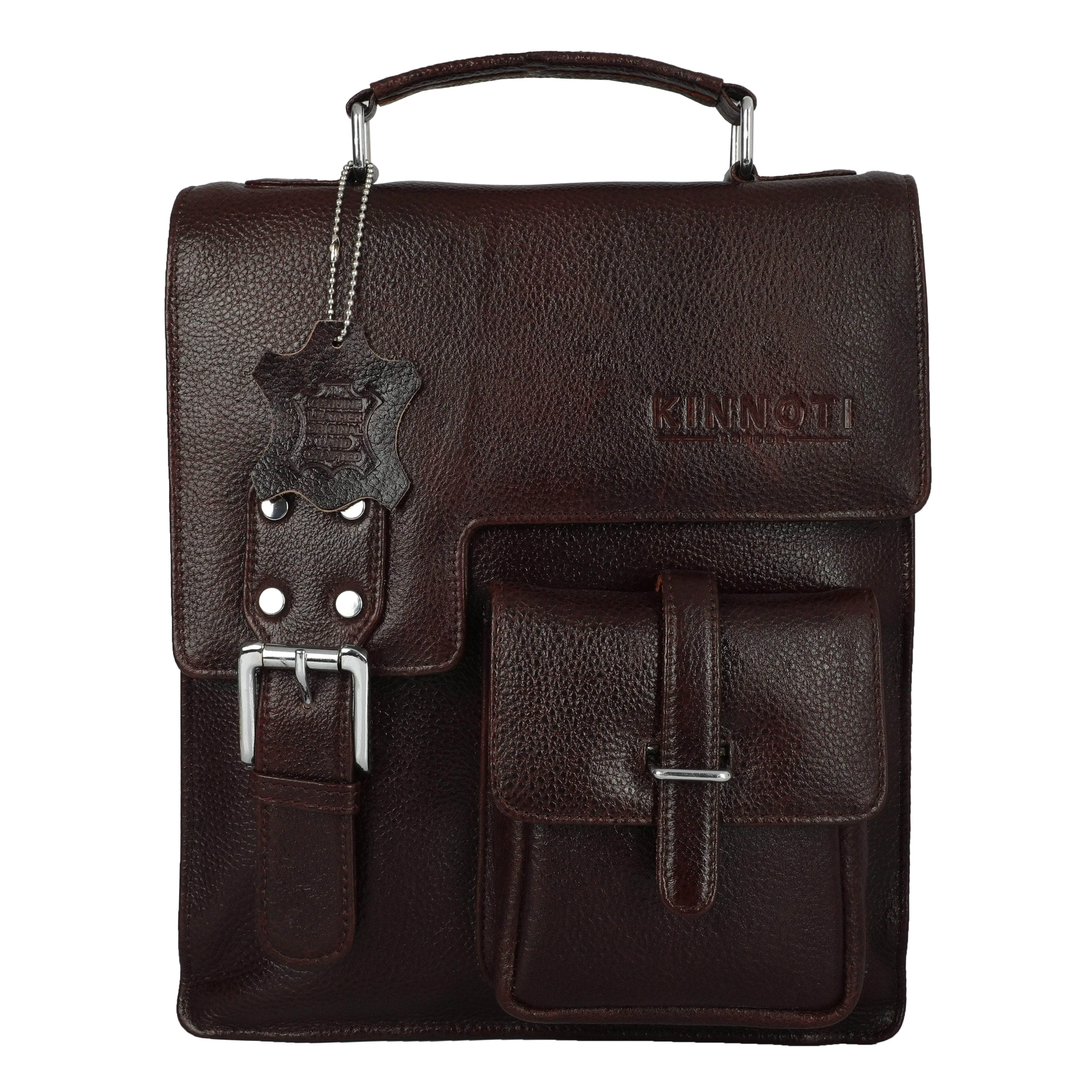 Brown Unisex Genuine Leather Messenger & iPad Bag