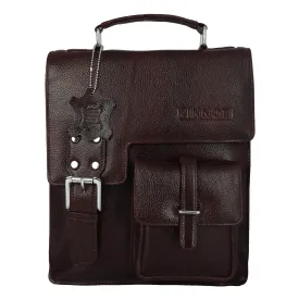 Brown Unisex Genuine Leather Messenger & iPad Bag