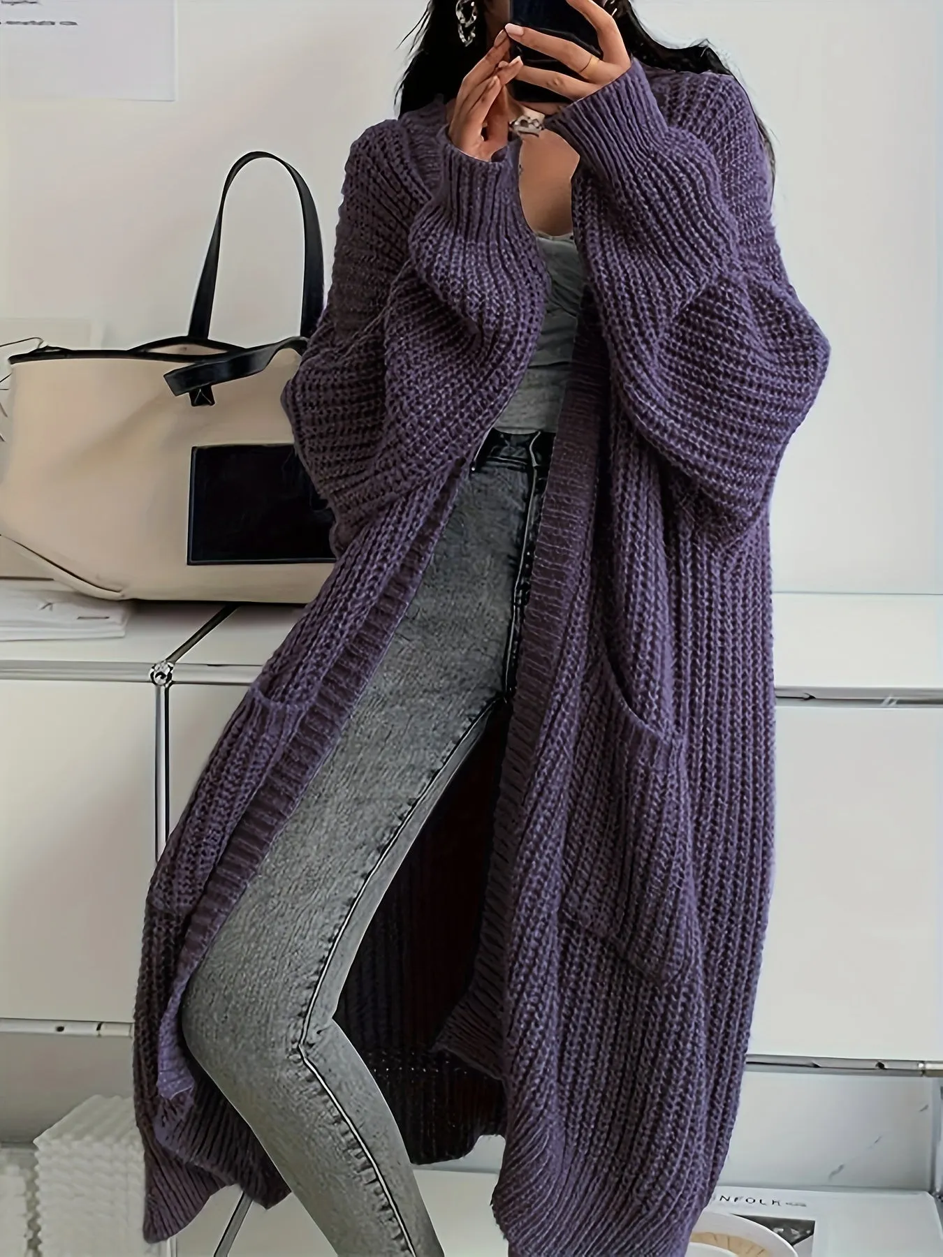 Casual Long Sleeve Open Front Cardigan