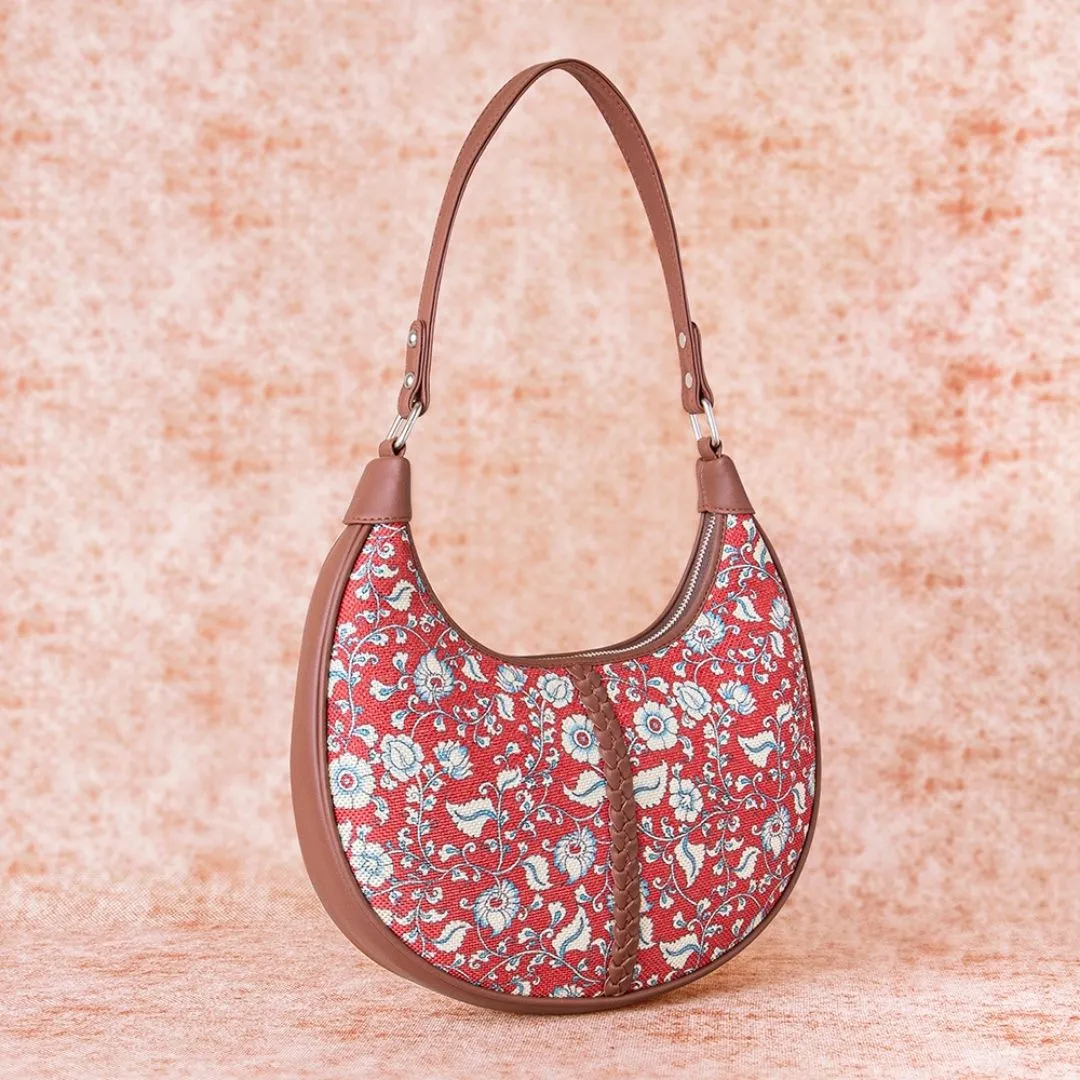 Chittoor Red Kalamkari Hobo Bag