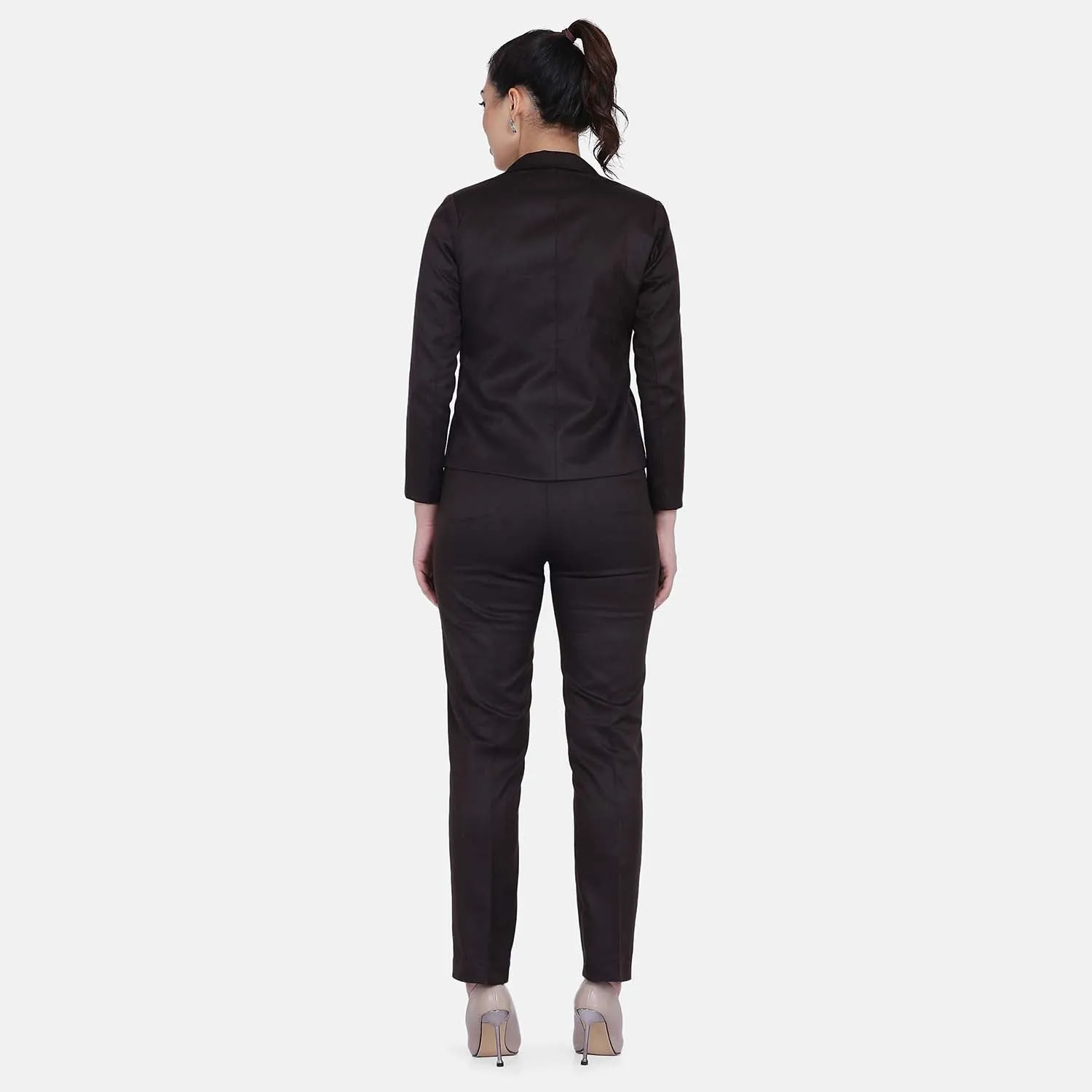 Chocolate Brown Women's Poly Cotton Pant Suit