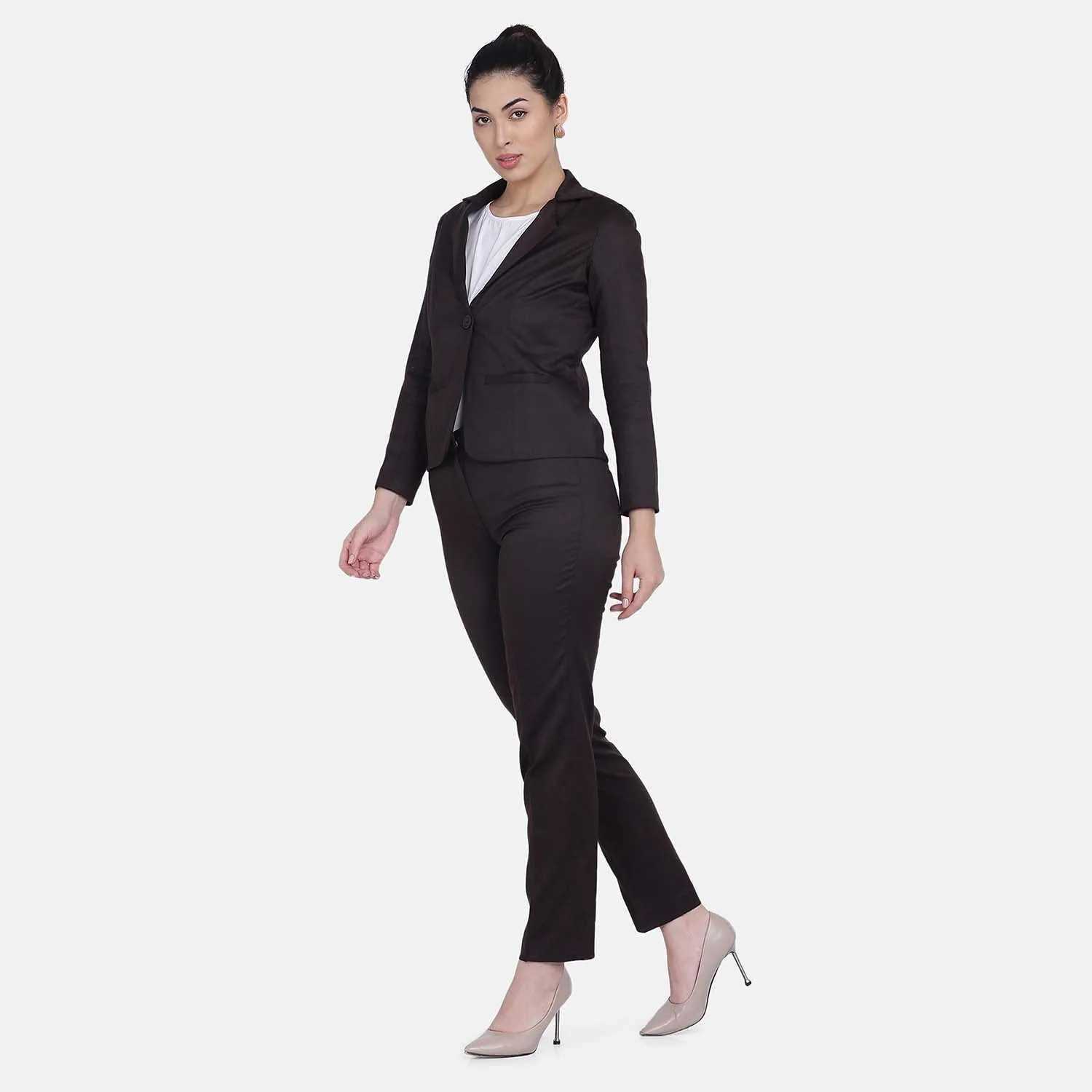 Chocolate Brown Women's Poly Cotton Pant Suit