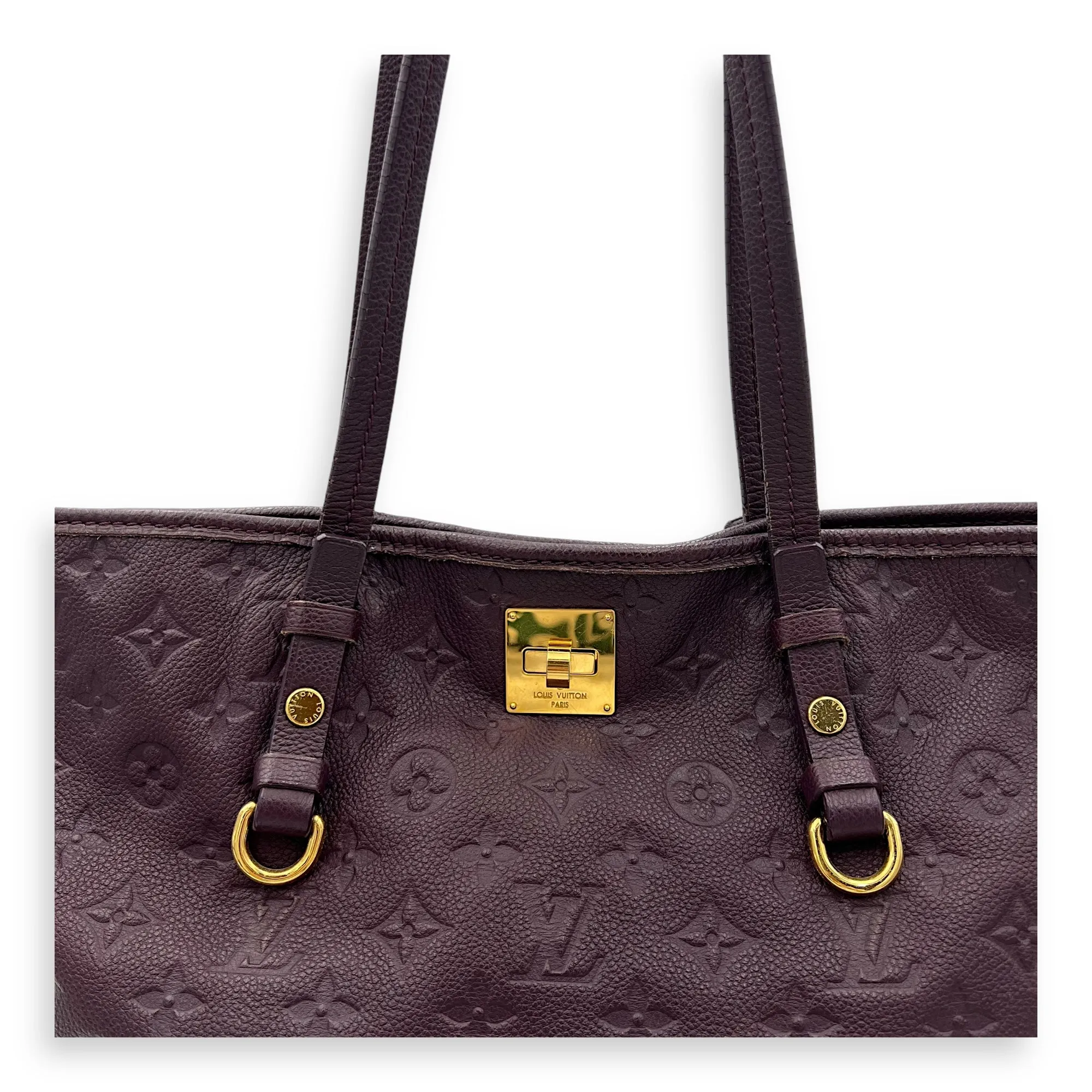 Citadine PM Purple Tote Bag in Empreinte Leather, Gold hardware