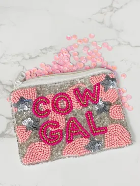 'Cow Gal' Beaded Zip Pouch