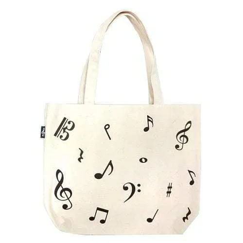 Cream Canvas Tote Bag Music Notes Design