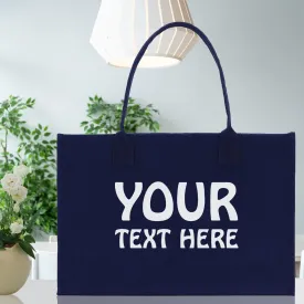 Customized Embroidered Name Tote Bag 100% Cotton Canvas and a Chic Personalized Tote Bag, Beach Bag, Market Bag, Bridesmaid Bag - Navy