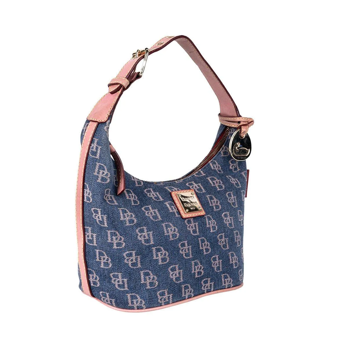 Dooney & Bourke Logo Hobo Bags Fabric Blue Colour For Women