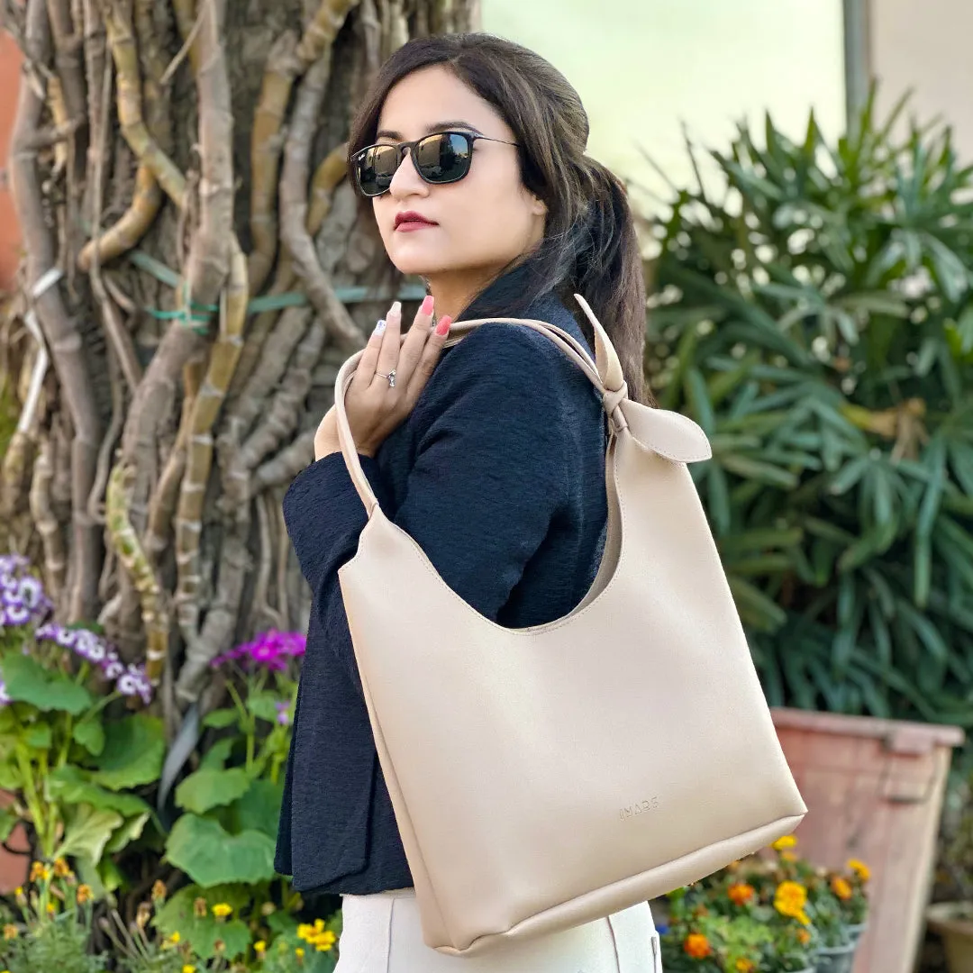 Elegant Shoulder Hobo Beige Bag For Women & Girls