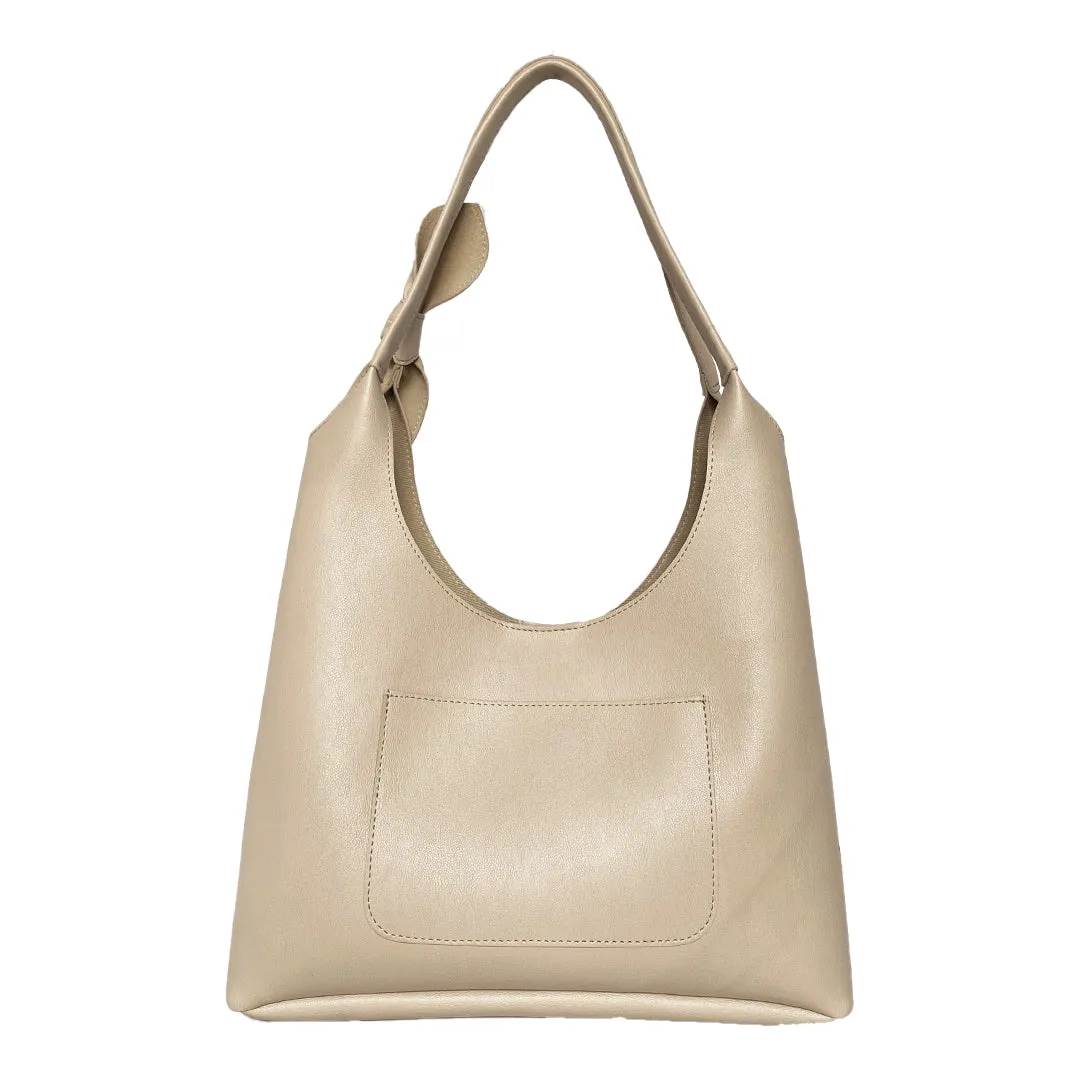 Elegant Shoulder Hobo Beige Bag For Women & Girls