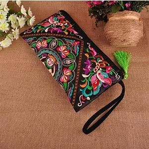 Ethnic Embroidery Canvas Day Clutch Bag