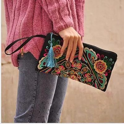 Ethnic Embroidery Canvas Day Clutch Bag