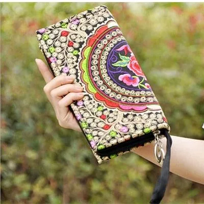 Ethnic Embroidery Canvas Day Clutch Bag