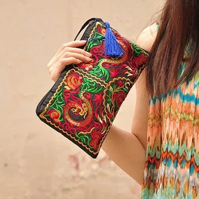 Ethnic Embroidery Canvas Day Clutch Bag