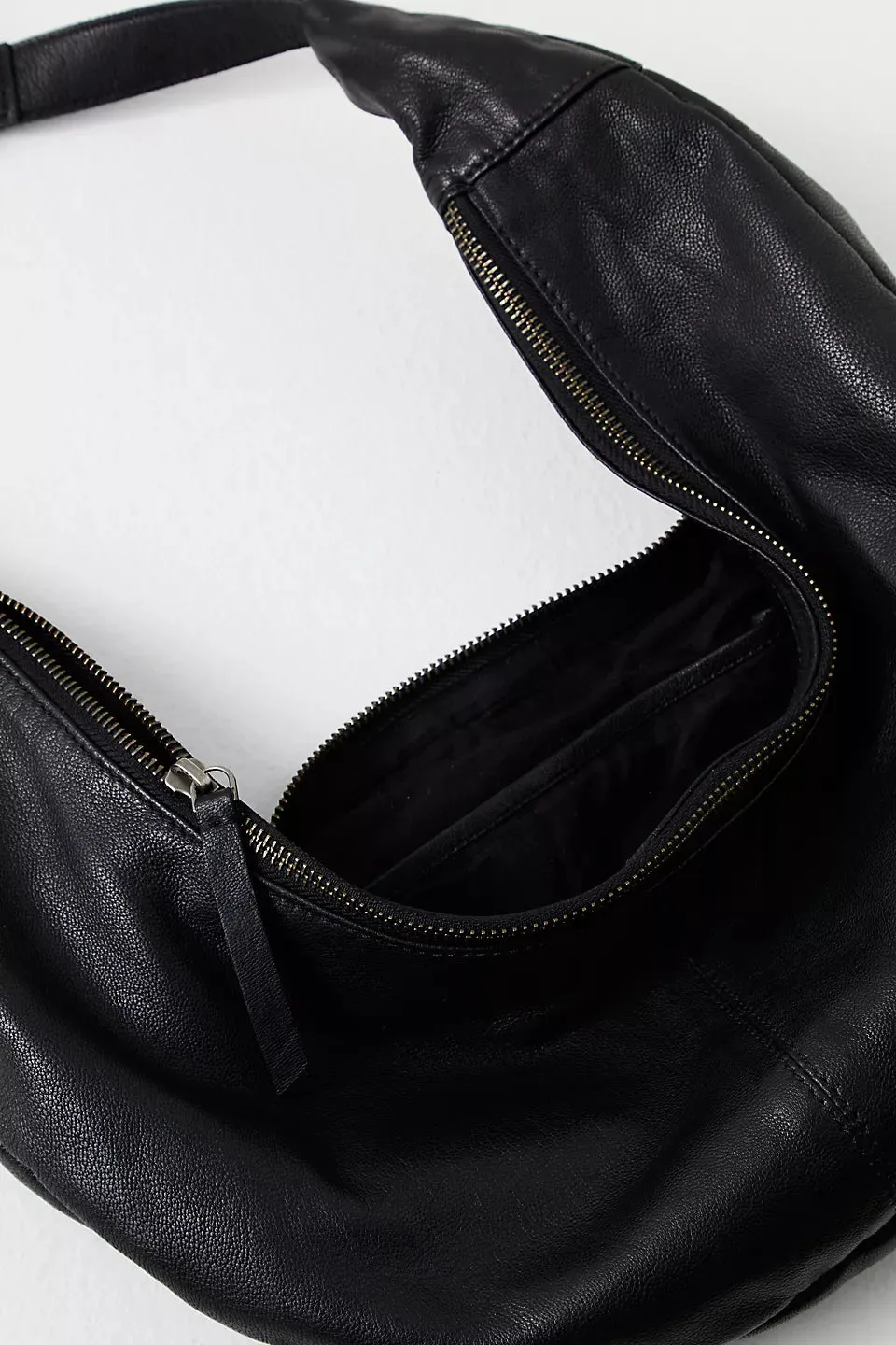 Free People Leather Idle Sling Bag- Black