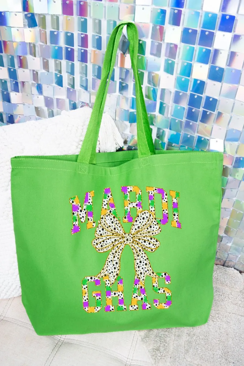 Glitzy Brushed Mardi Gras Canvas Jumbo Tote