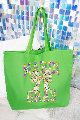 Glitzy Brushed Mardi Gras Canvas Jumbo Tote