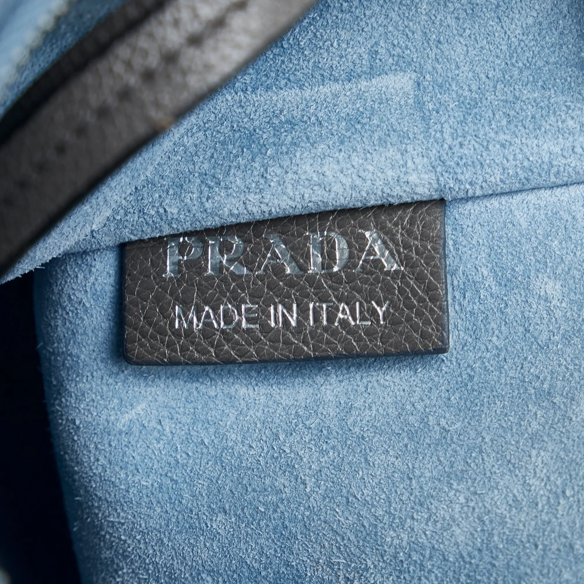 Gray Prada Glace Calf Etiquette Tote Bag