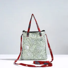 Green - Handmade Quilted Cotton Sling Bag 13