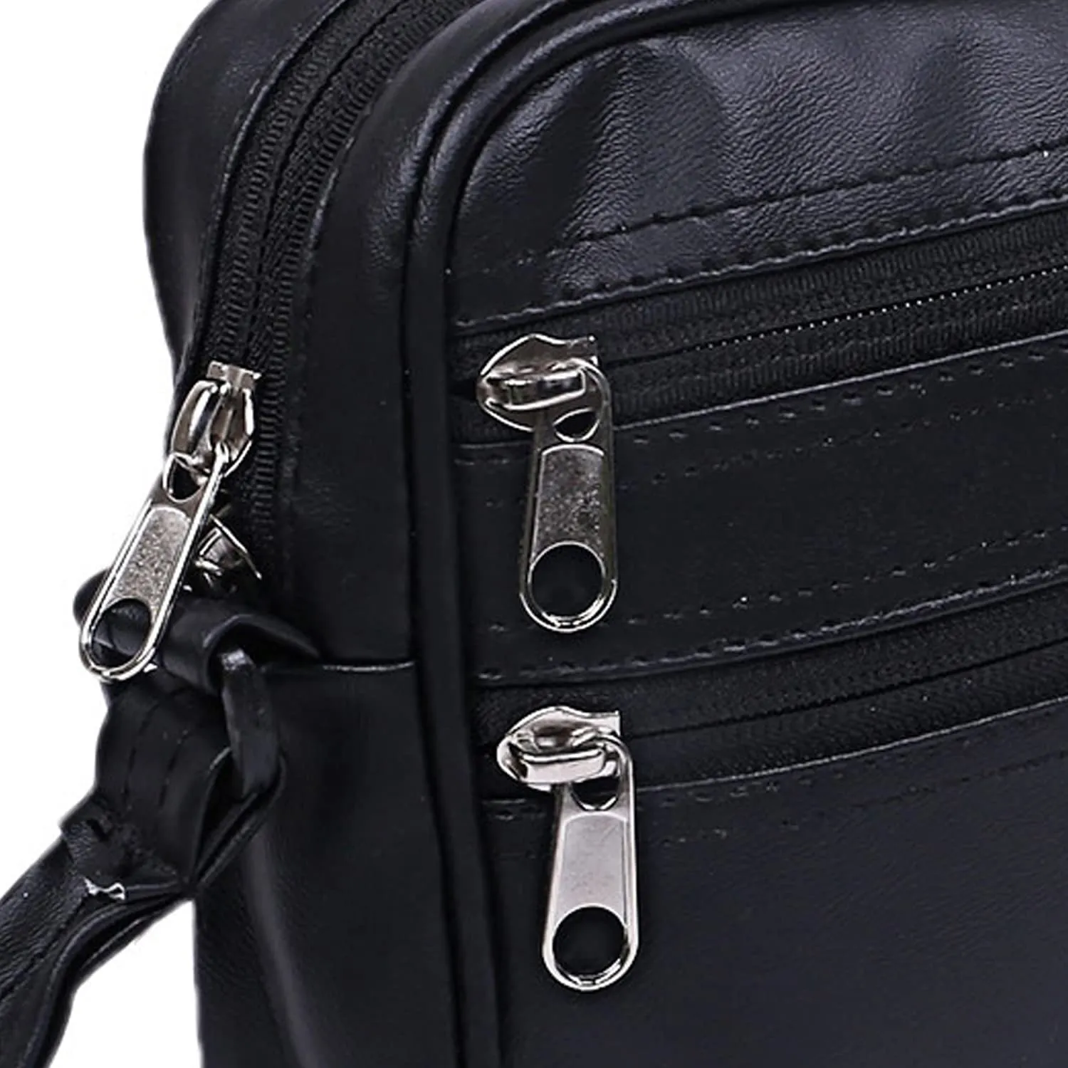 Heart Home Multiuses Soft Lether Messenger Bag/Toilerty Bag For Travel, Office, Business Pack of 2 (Black) 52HH4011