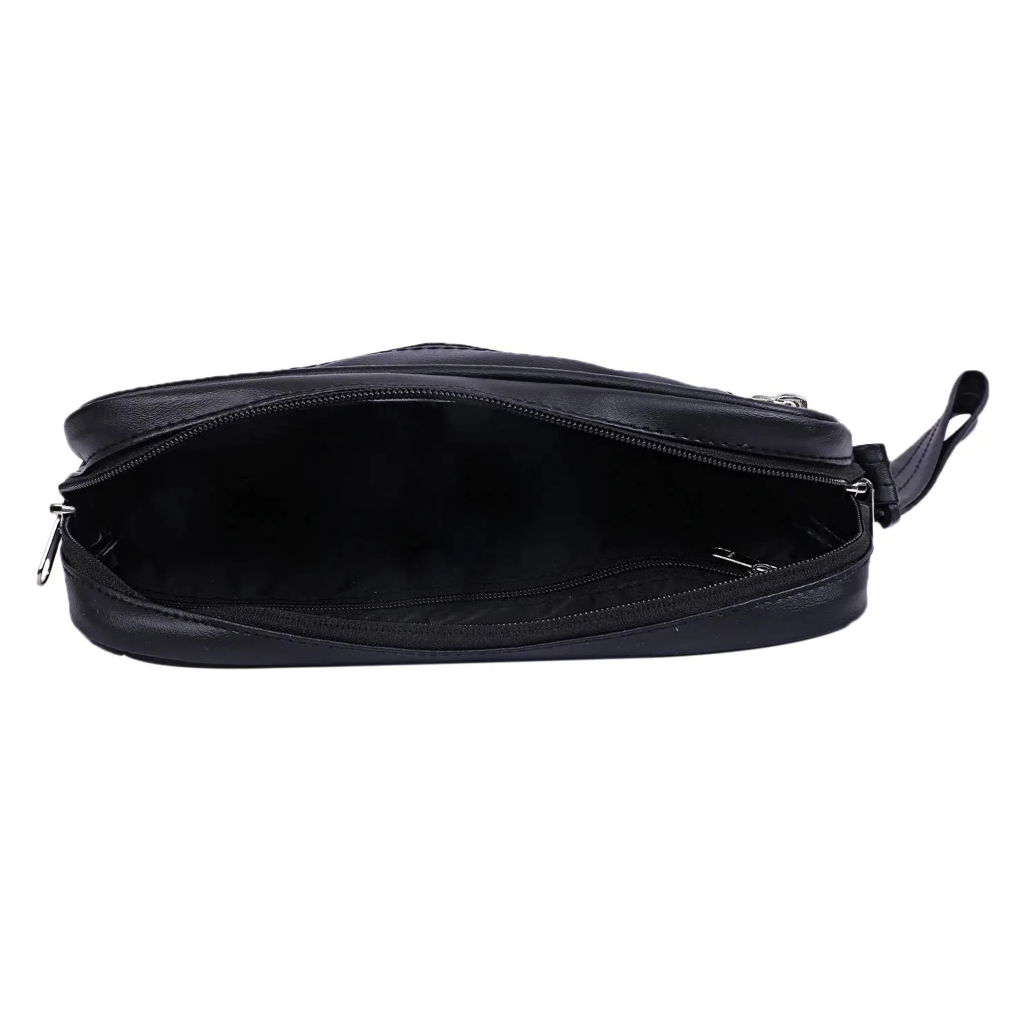 Heart Home Multiuses Soft Lether Messenger Bag/Toilerty Bag For Travel, Office, Business Pack of 2 (Black) 52HH4011