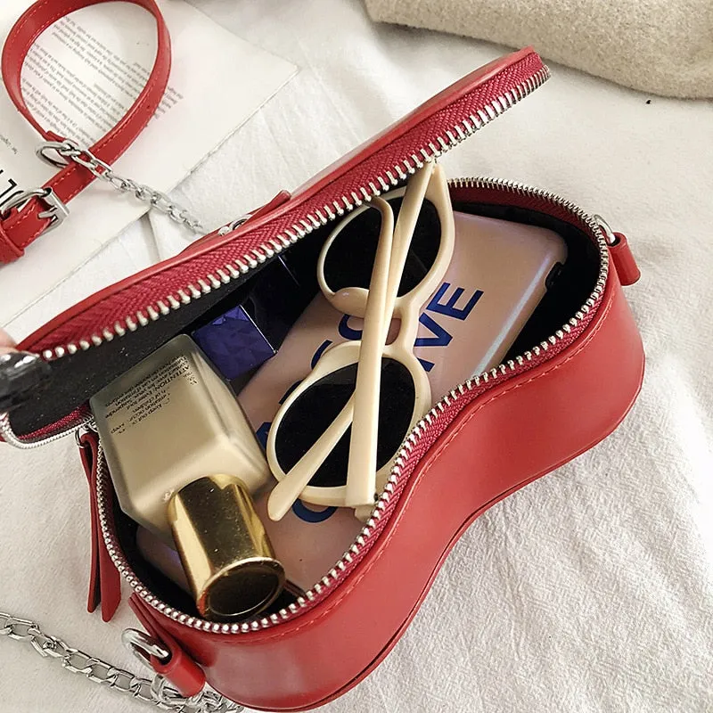 Heart Shaped Clutch with Chain Strap