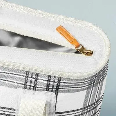 Hearth & Hand with Magnolia 19QT Backpack Cooler Soft Sided Bag, Plaid Gray
