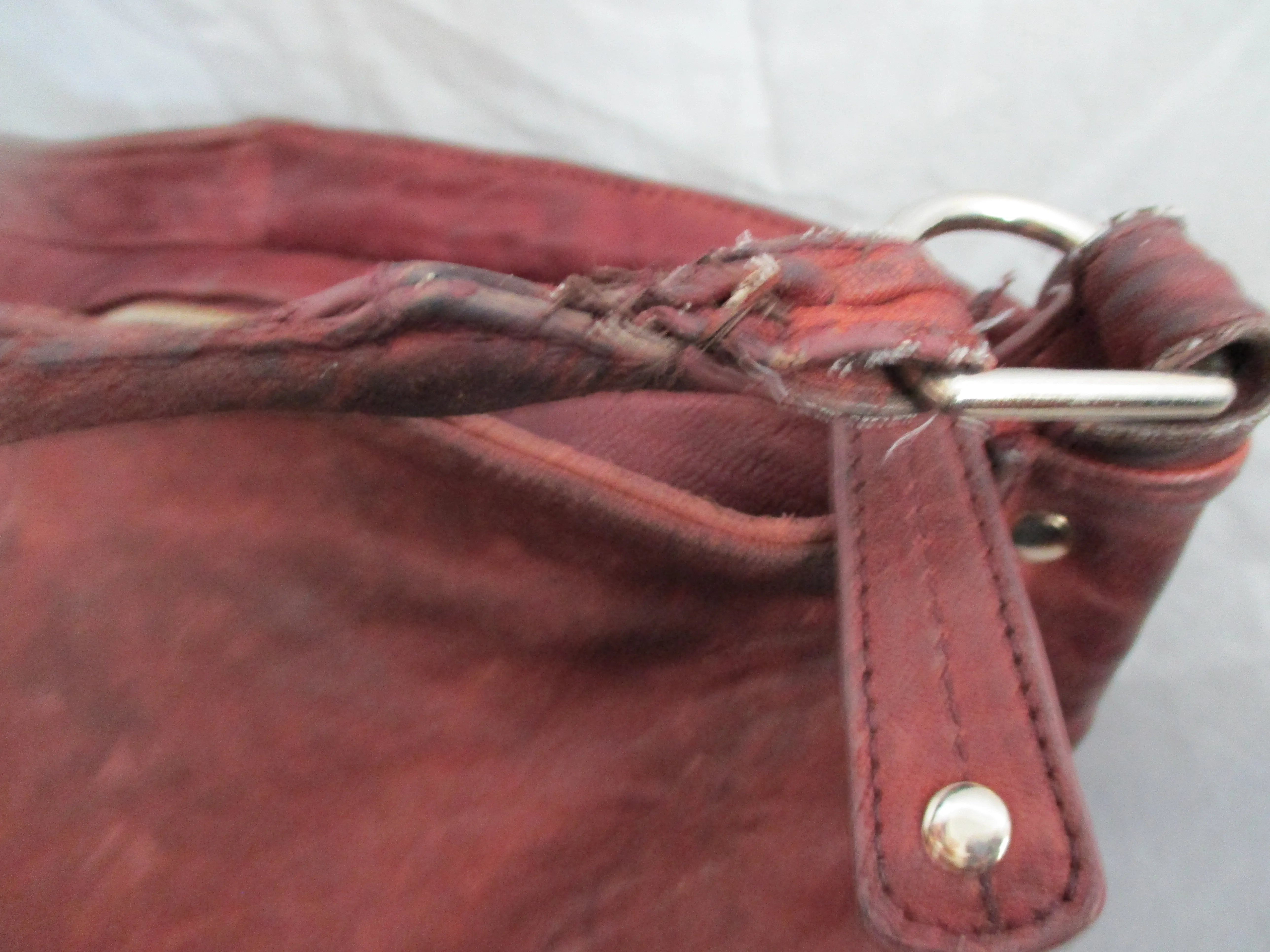 JUNIOR DRAKE glove soft leather hobo satchel shoulder bag carryall BROWN distressed