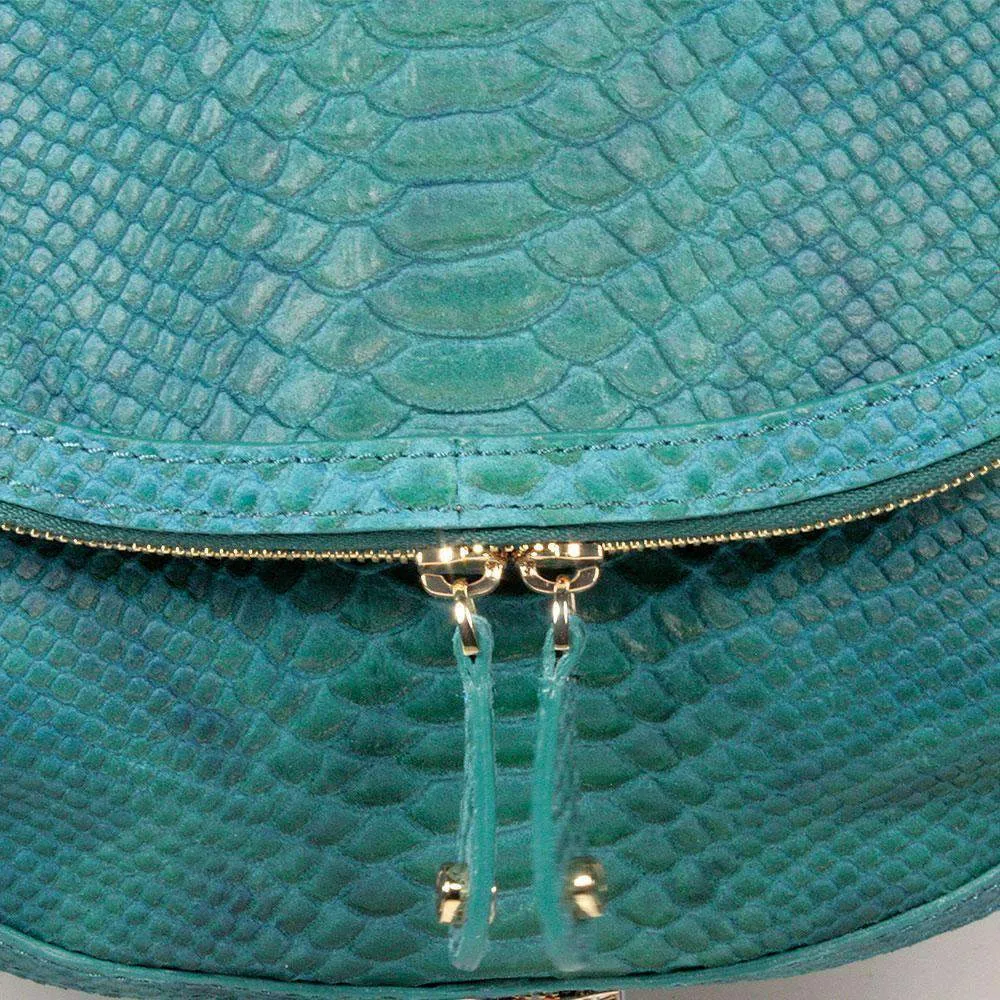 Just Cavalli Handbag Sling/Messenger Snake Print Turquoise (JC195)