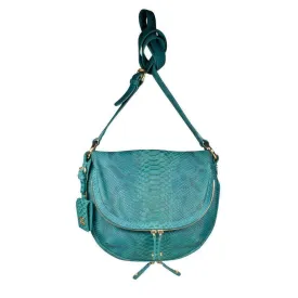 Just Cavalli Handbag Sling/Messenger Snake Print Turquoise (JC195)